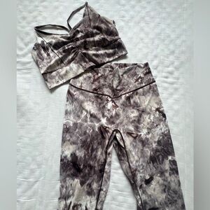 Gymshark Elevate Leggings and Sports Bra Set in Cement Brown Spray Dye